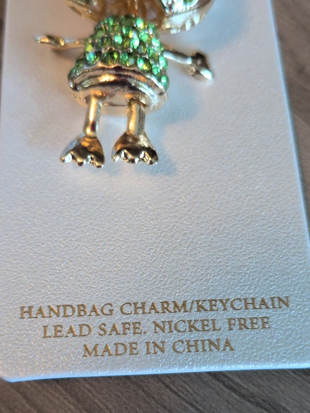 Natasha Couture Gold-Tone Crystal Frog Keychain And Bag Charm Crystals